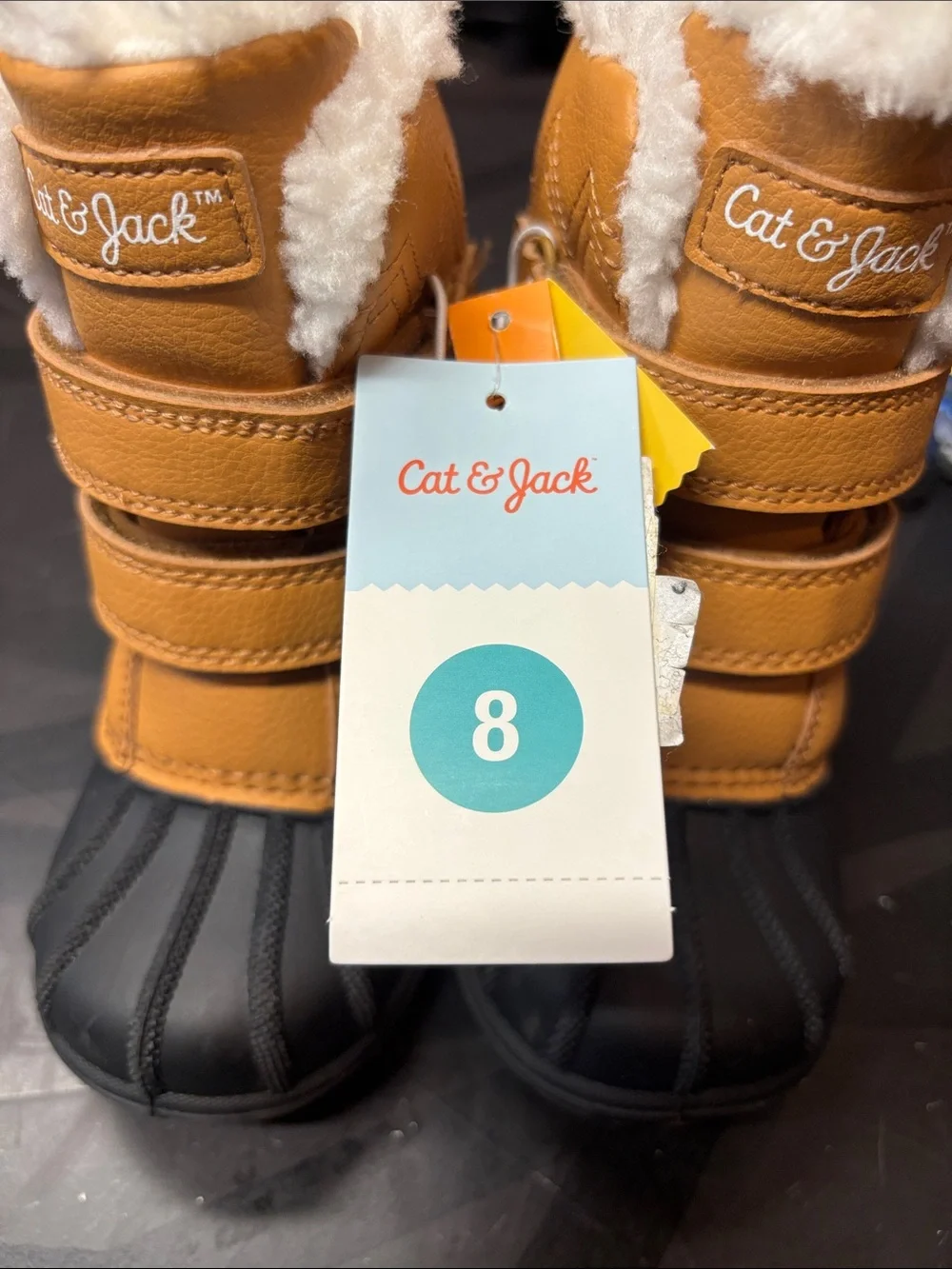Cat & Jack Tan and Black Kids Waterproof Winter Boots b190